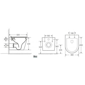 WC sospeso ZINA Rimless - con sedile con freno a caduta