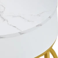 Set di 2 Tavolini da Salotto Moderni con Struttura in Metallo Dorato e Ripiani Spaziosi, Dimensioni 100x48x38,5 cm e 70x70x44,5 cm, Bianco