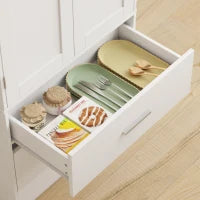 Credenza da Cucina con Armadietto con 8 Ripiani Portaspezie e 2 Cassetti, 60x40x159 cm, Bianco