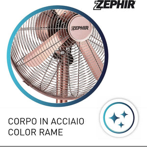 Ventilatore a piantana vintage zephir pfvf41br 40 cm 3 velocità e oscillazione