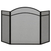 Parascintille per Camino Pieghevole a 3 Pannelli in Metallo con Design Classico, 96x60cm, Nero
