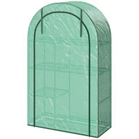 Serra a Parete a 4 Livelli con Porta a Cerniera, in Acciaio e PE, 100x45x160 cm, Verde