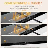 Camino Bioetanolo in Acciaio Inox, 2.5h di Combustione con Serbatoio 1.5L e Copertura 20m², 90x16x40 cm, Argento