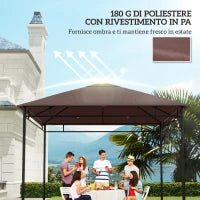 Tetto di Ricambio 3x3m, Telo Sostitutivo per Gazebo da Giardino in Poliestere con Foro di Ventilazione, Color caffè