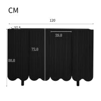 Credenza a goccia, con ante sagomate,  120×37,5×80,8 cm, Nero