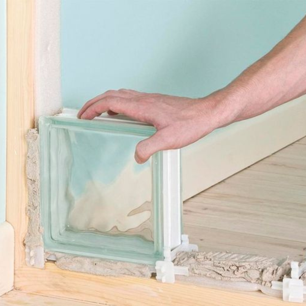 Vetromattone ondulato modello agua diffusione luminosa 190 x 190 x 80 mm *** colore- trasparente caribe, confezione 1