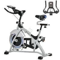Cyclette da Casa con Resistenza Magnetica, Fitness Cyclette da Camera Professionale con Manubrio e Sella Regolabile, Monitor LCD e Volano 15kg, Supporto Fino a 180kg, Argento Nero