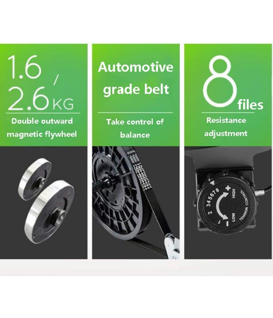 Cyclette Display Lcd Regolabile Trasmissione A Cinghia Doppio Volano Magnetico         