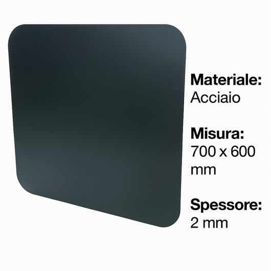 Pedana salva pavimento in lamiera stufa a pellet protezione cenere fuliggine *** misure 700 x 600 mm (quadrata), conf...