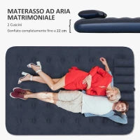 Letto Gonfiabile Matrimoniale con 2 Cuscini e Pompa Manuale Inclusa, 137x191x22 cm, Blu