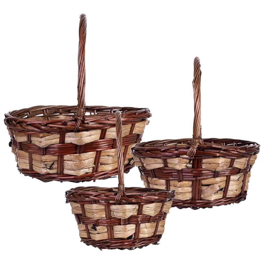 Set 3 cesti in vimini marrone 34x34x15h/37hh - 28x28x14h/32hh - 23x23x12h/28hh