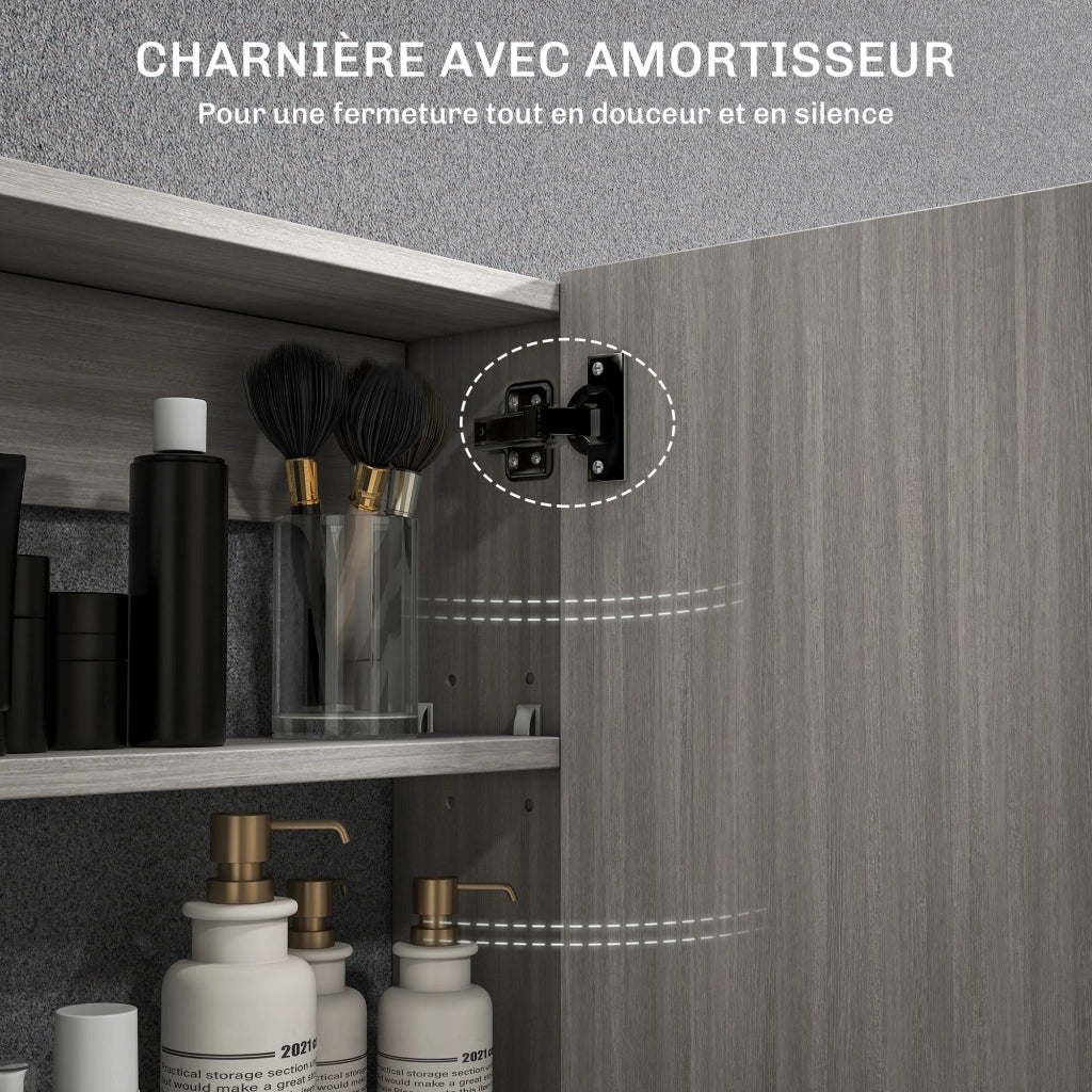 Armadio da bagno con specchio ¨C zephmum ¨C 80x15x60cm grigio
