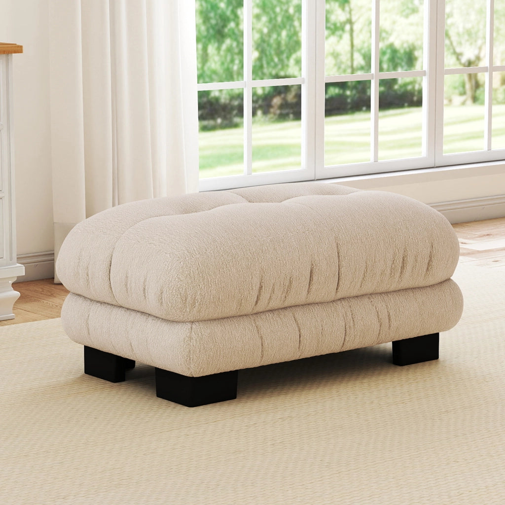 DIVANO in chenille Light Coffee con pouf mobili abbinati