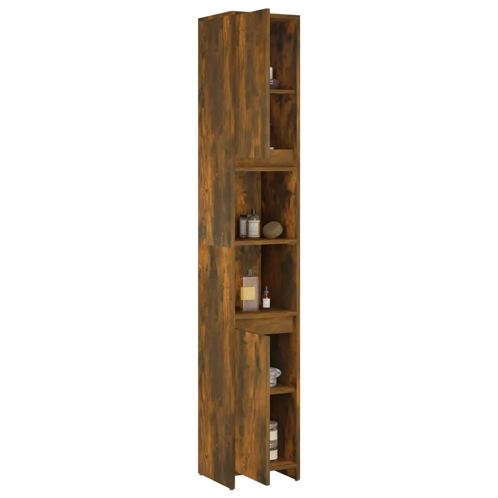 Armadietto Bagno Rovere Fumo 30x30x183,5cm Legno Ingegnerizzato 815108