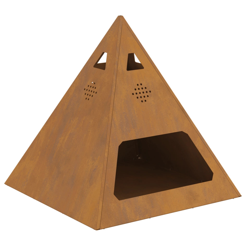 Caminetto a Piramide 50x50x51 cm Acciaio Invecchiato