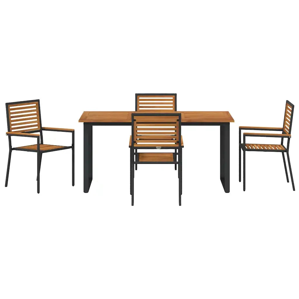 Set da Pranzo per Giardino 5 pcs Nero Legno di Acacia Massello 3365457