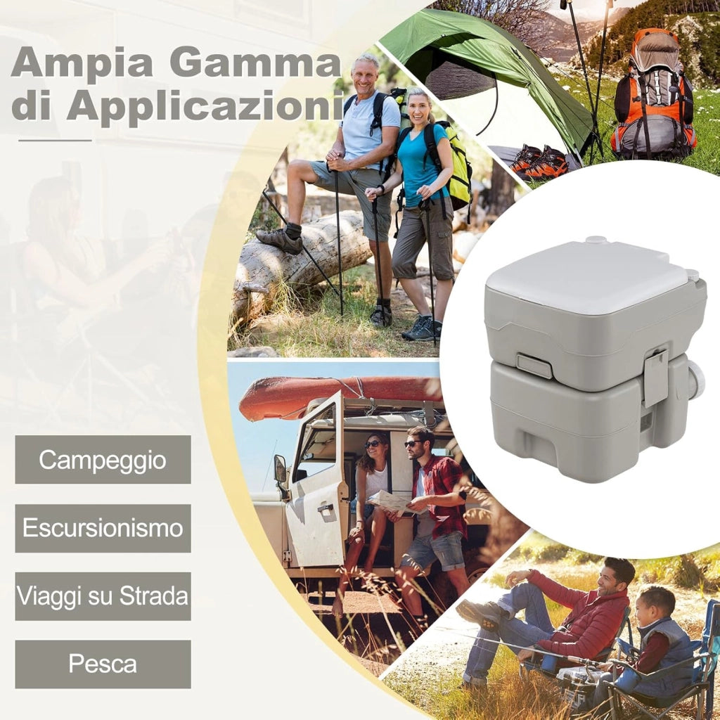WC Portatile Adulti con Serbatoio dell'Acqua Rimovibile da 20 L, Toilette Portatile con Pompa di Scarico, WC Chimico da Campeggio, per Camper, Barca, Portata 200 kg