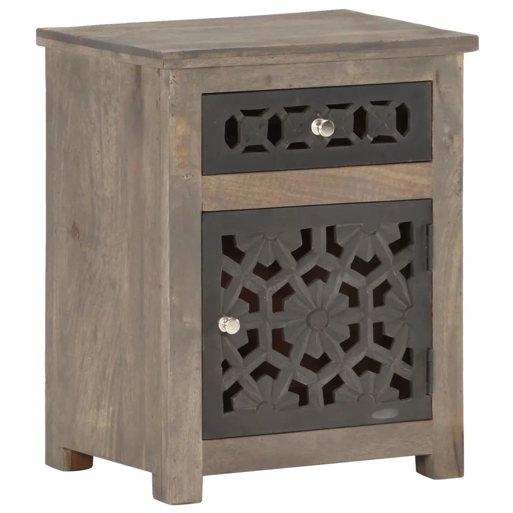 Comodino | Armadio da Notte | Mobiletto da notte 40x30x50 cm in Legno Massello di Mango