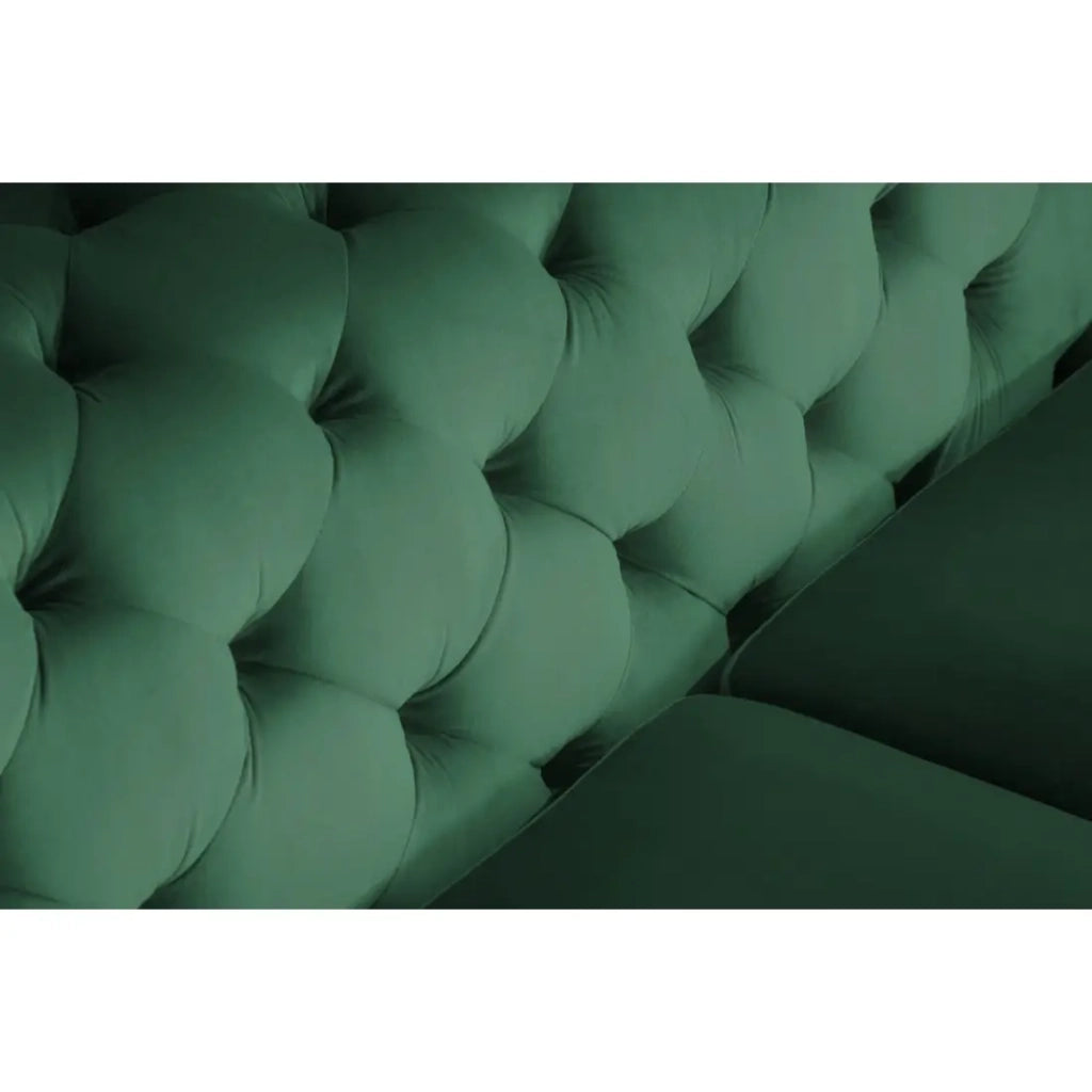 Divano dritto VELENA verde smeraldo – Divano barocco in velluto con piedi in metallo dorato