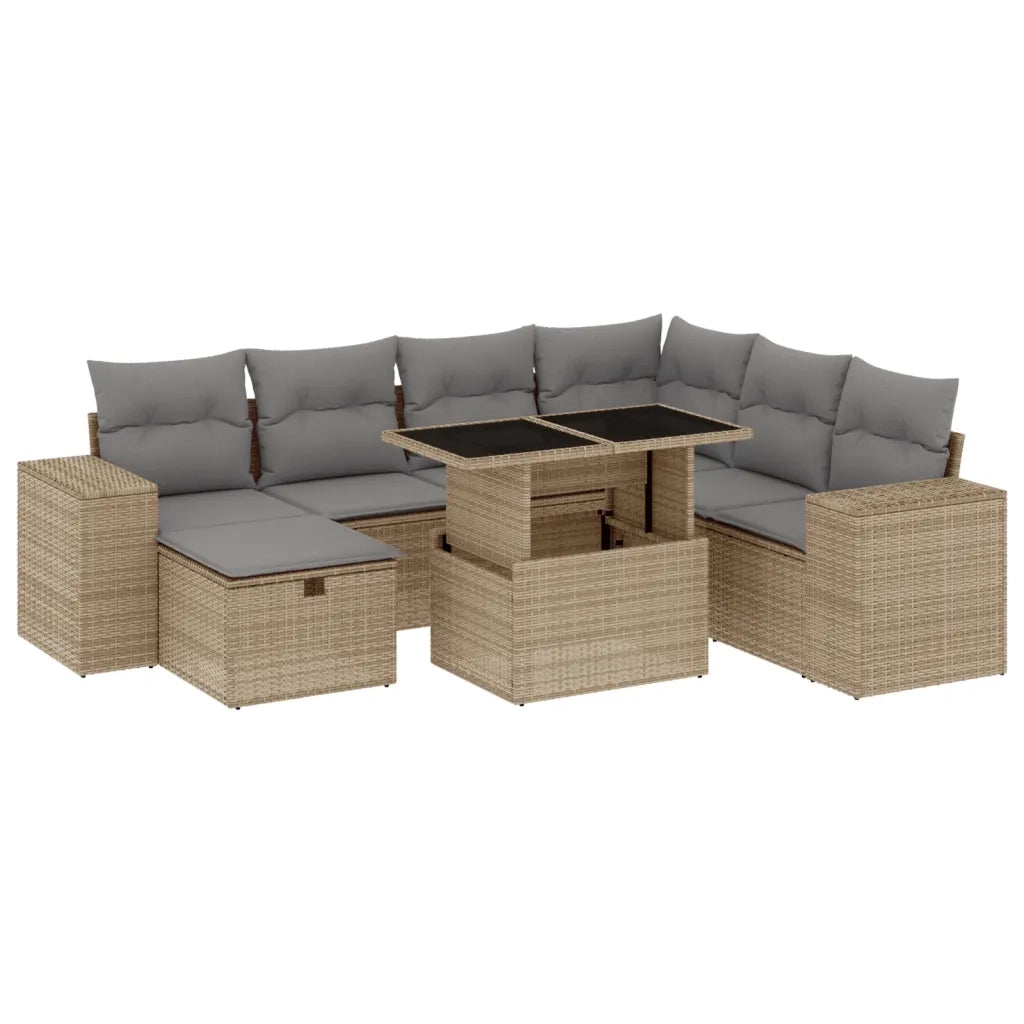 Set Divano da Giardino 8 pz con Cuscini Beige in Polyrattan 3275319