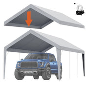 Dakzeil di Carport - Tela di Ricambio 3,6 x 6 m - Impermeabile - Resistente ai Raggi UV - Montaggio Facile con Cinghie a Nastro - Solo Copertura del Tetto, Struttura Non Inclusa - Grigio