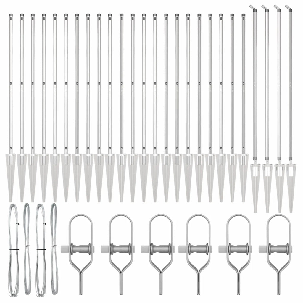 Palo della recinzione 26 pcs Grigio 3,2 x 3,2 x 205 cm