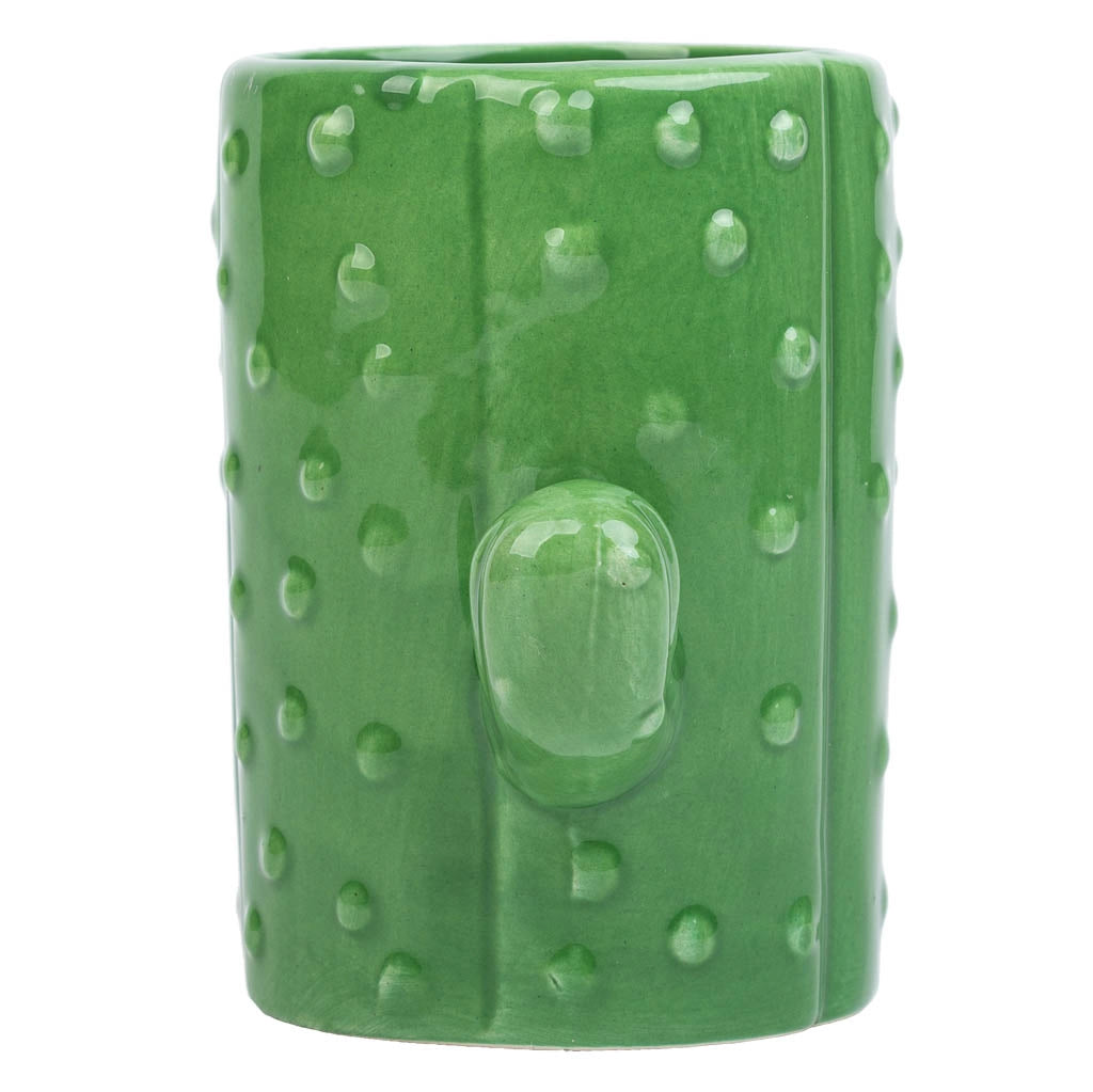 Portapenne cactus in ceramica verde 13,5x7,8x11h