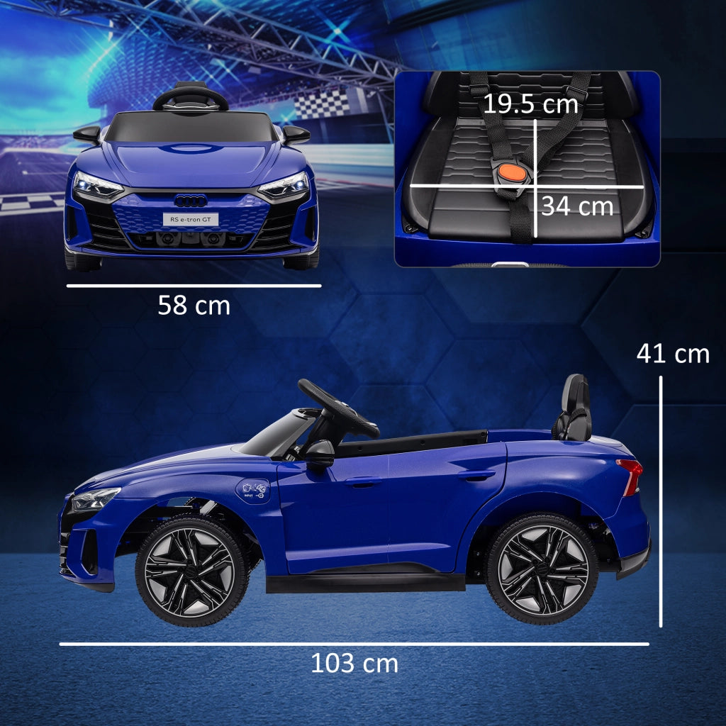 Auto elettrica per bambini 12V Audi RS E-tron GT con radiocomando effetti sonori e luminosi blu