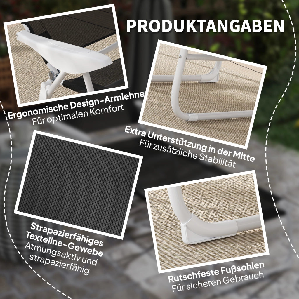 Sdraio pieghevole da giardino con cuscino ¨C zephmum ¨C nero