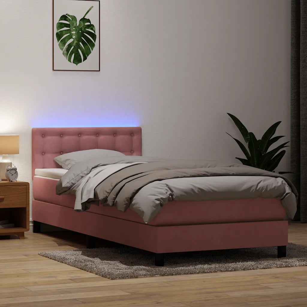 vidaXL Giroletto a Molle con Materasso Rosa 80x220 cm Velluto