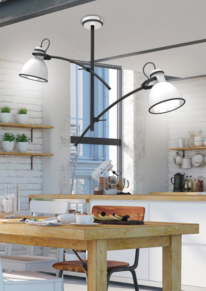 Lampada soffitto Candellux Zumba nera metallo 2xE14 64cm