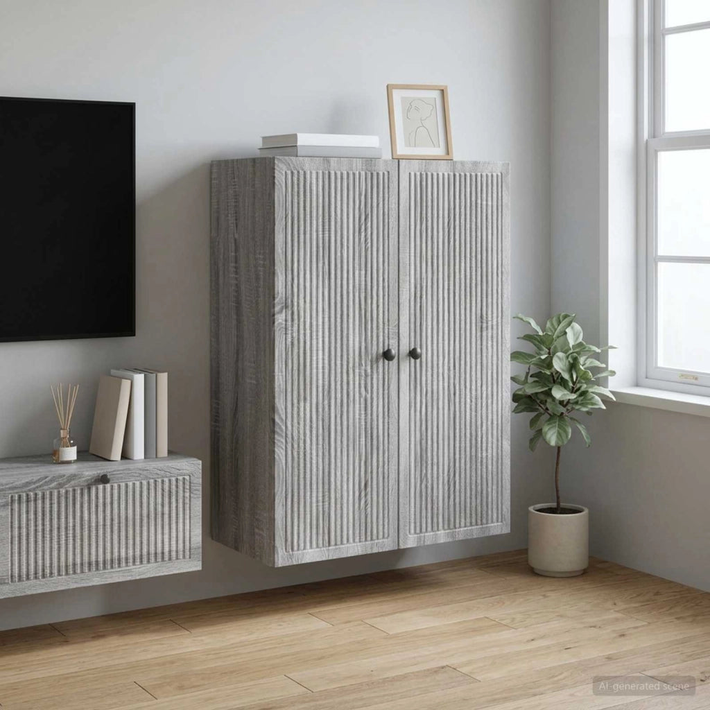Mobiletto a muro Sonoma grigio 66 x 34,5 x 90 cm 897891