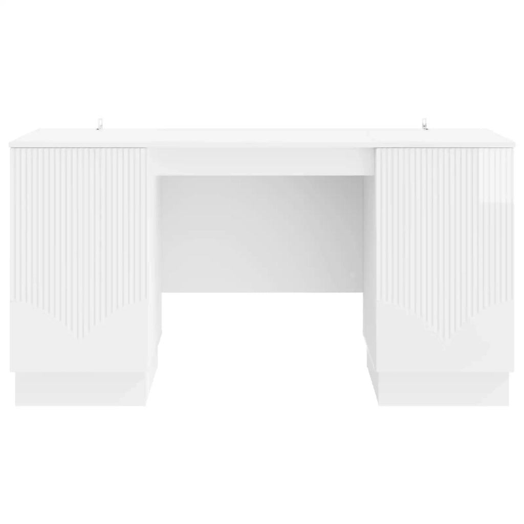 Scrivania Bianco Lucido 142,5 x 50 x 75 cm Legno ingegnerizzato
