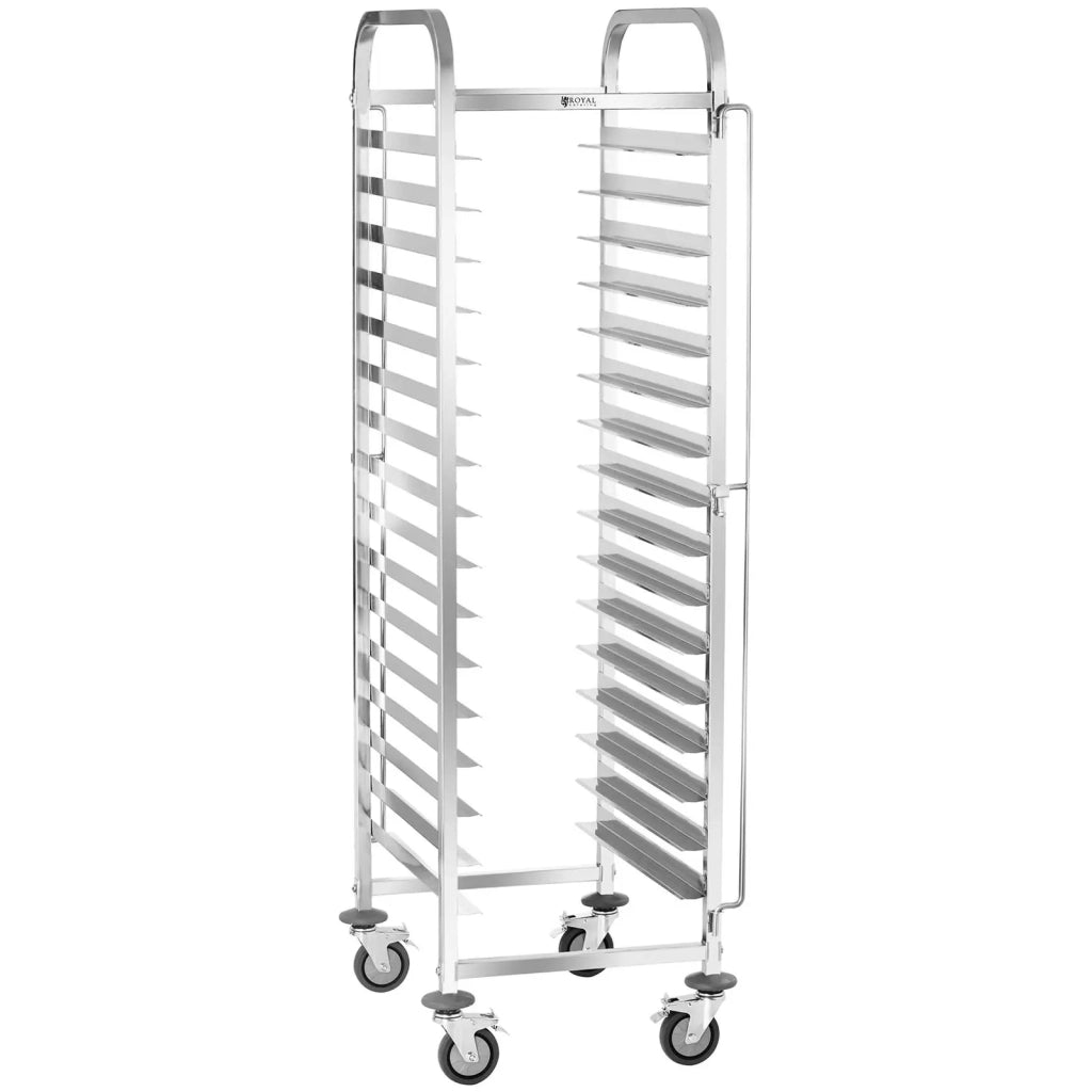 Carrello portavassoi da cucina professionale con 16 ripiani acciaio inox argento 14_0008638