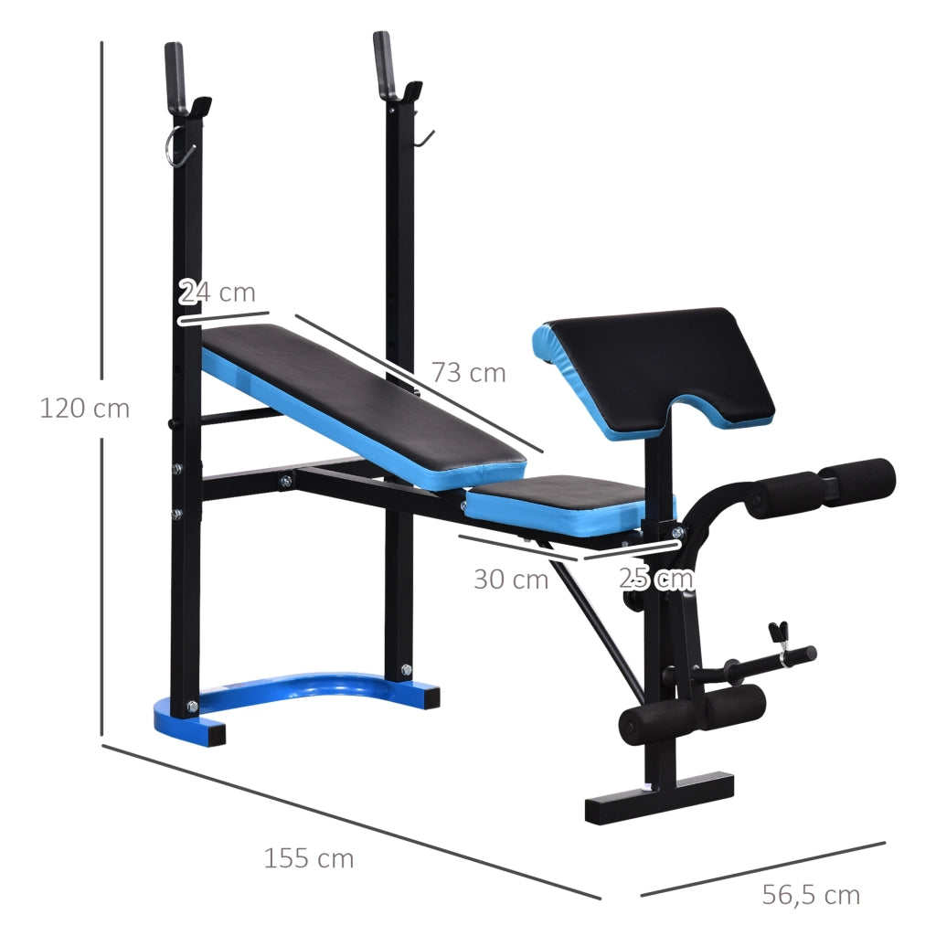 Panca Pesi per Allenamento ¨C Minimal ¨C Blu, Regolabile, con Supporto Barra