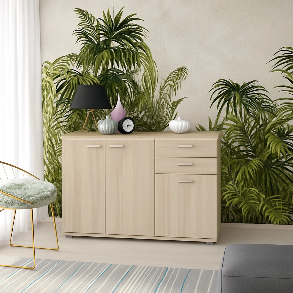 Madia Meldola, Credenza 2 Cassetti, 103x34x74h cm Marrone Rovere Nodi