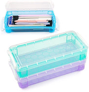 Set di 3 scatole per pennarelli, scatole trasparenti, organizzatore per pennarelli, set di pennarelli per bambini, set di matite acquerello, set di penne per disegno, attrezzatura per disegno, organizzatore per materiali da ufficio