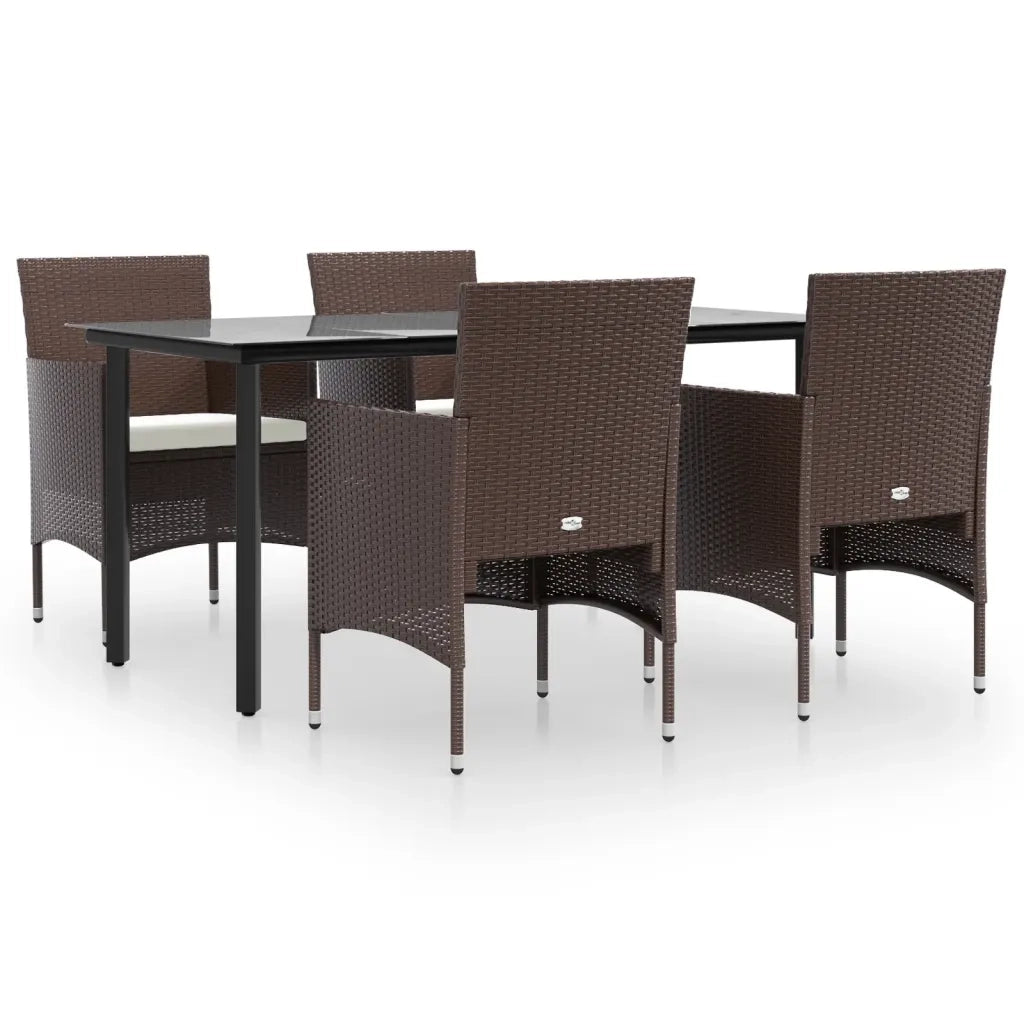 Set da Pranzo da Giardino 5 pz con Cuscini Marrone e Nero cod mxl 50407