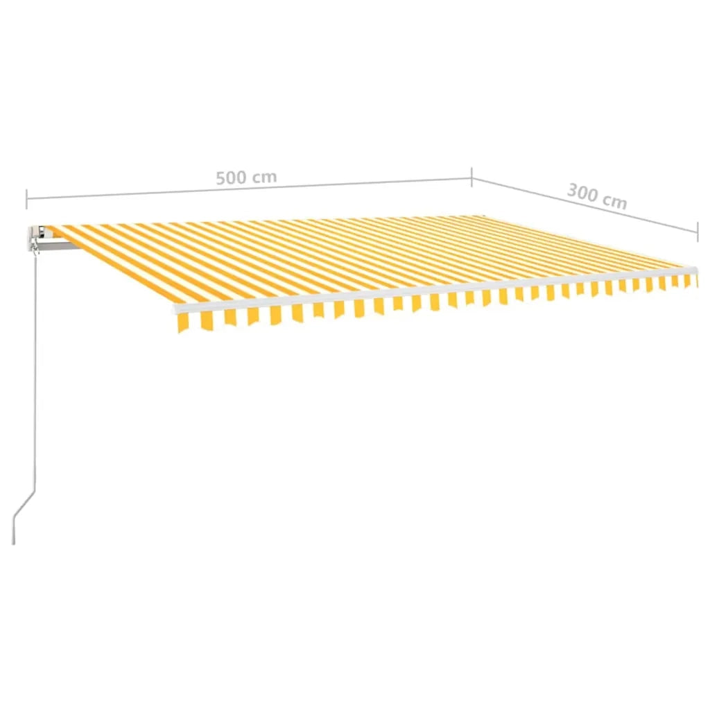 Tenda Automatica Sensore Vento e LED 500x300 cm Gialla Bianca 3068953