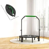 Tappetino Elastico Pieghevole Ø102 cm con Manico Regolabile Telaio in Acciaio, Nero e Verde