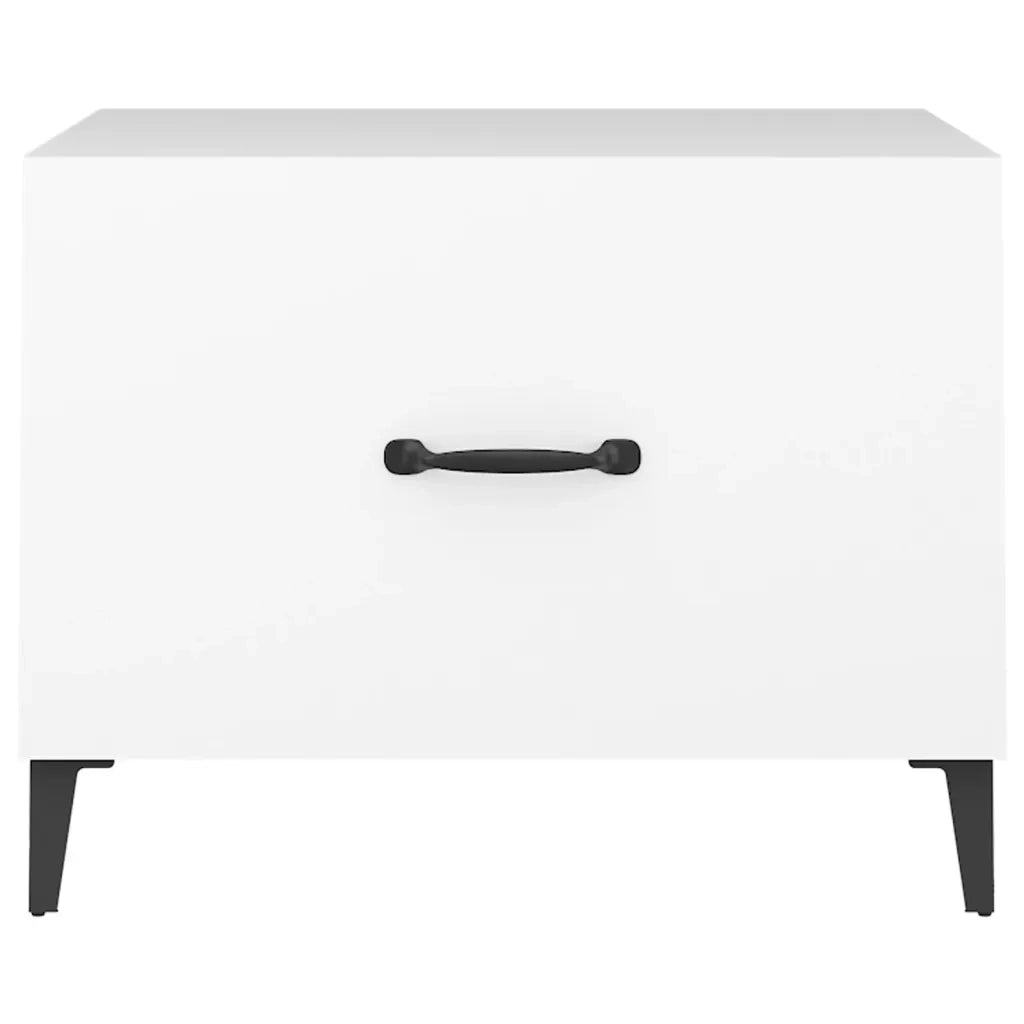 Tavolino da Salotto con Gambe in Metallo Bianco 50x50x40 cm