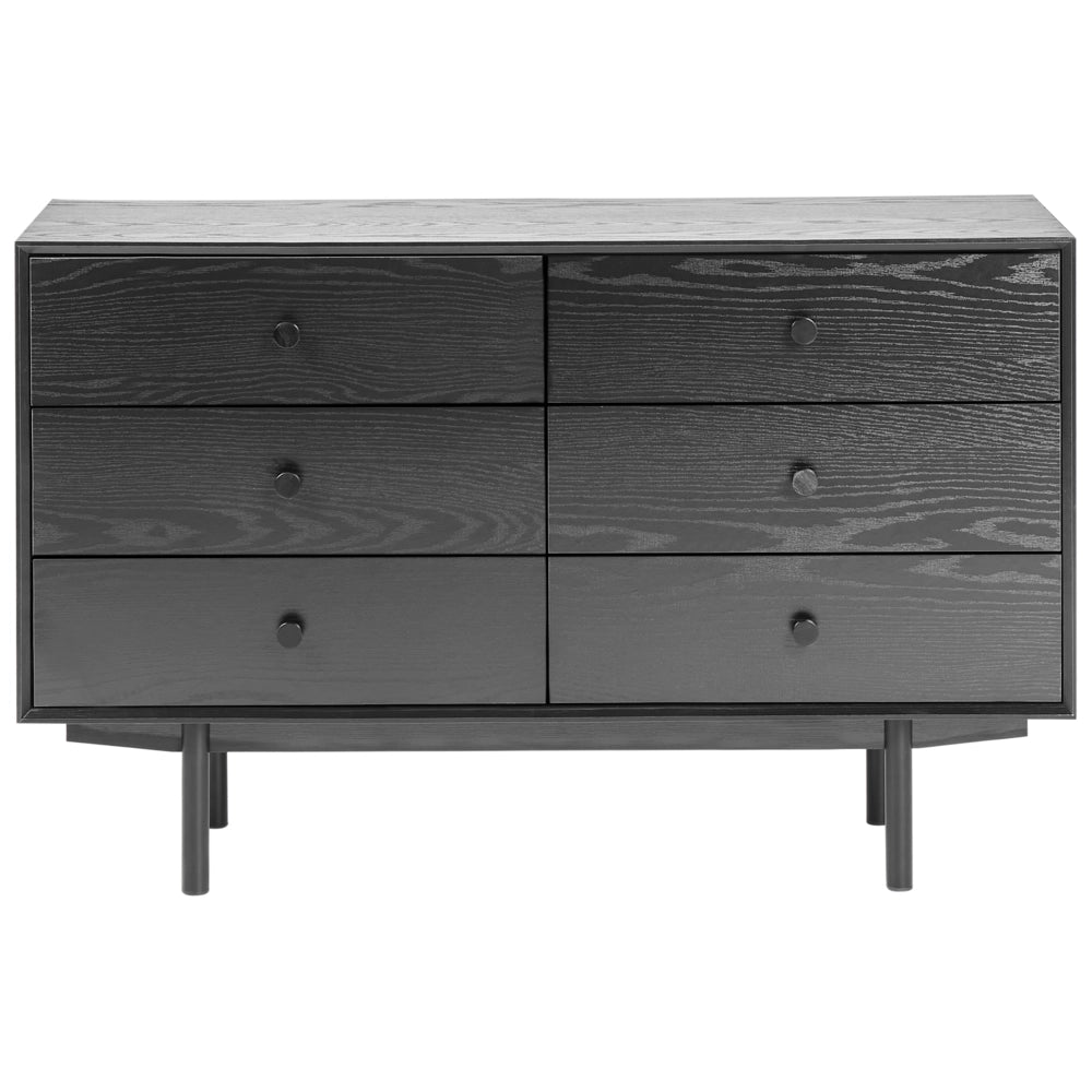 Cassettiera a 6 cassetti in truciolato nero MDF Moderna unità di archiviazione Soggiorno Camera da letto