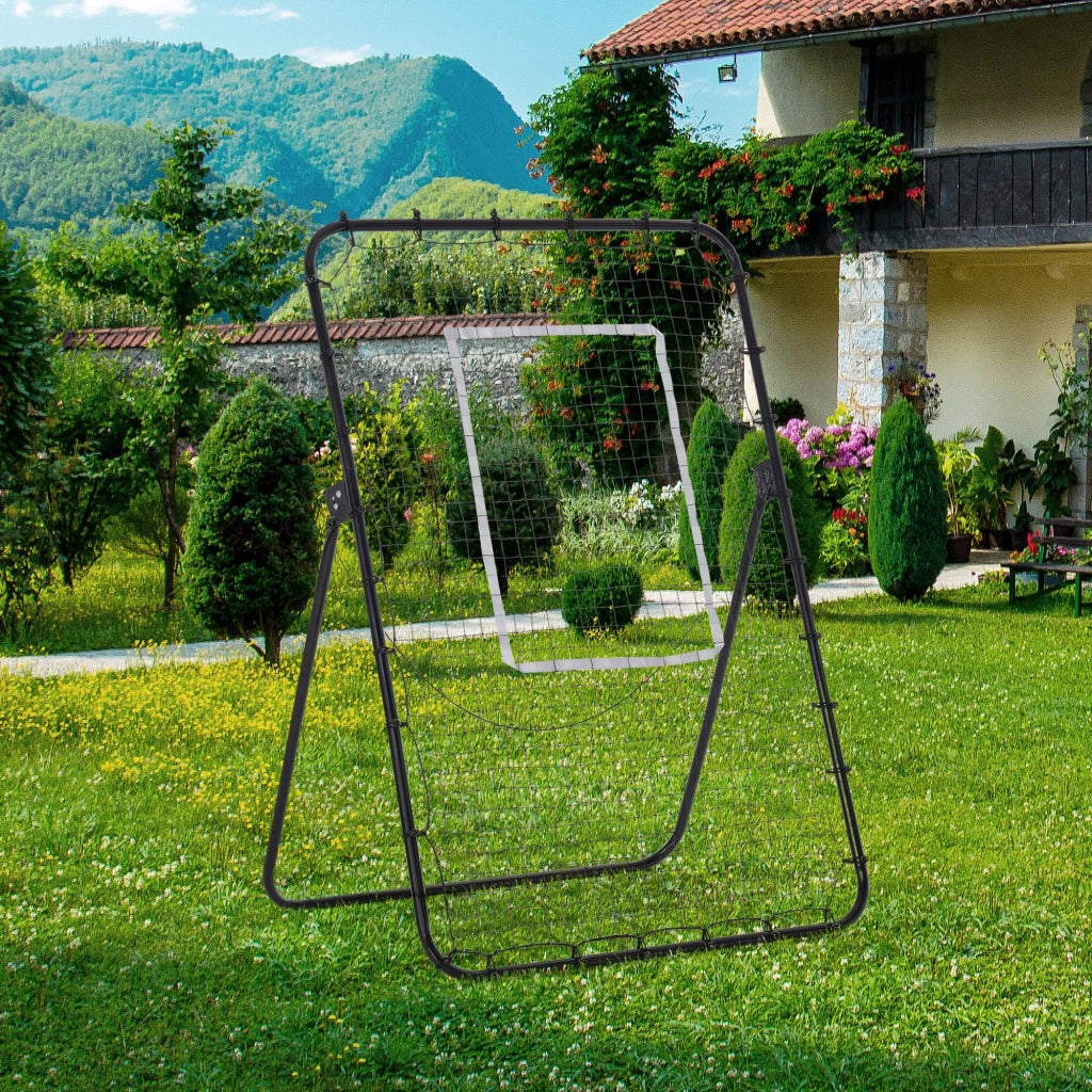 Rete da calcio regolabile in altezza e angolo ¨C zephmum ¨C 123x73x178,5 cm nero e bianco