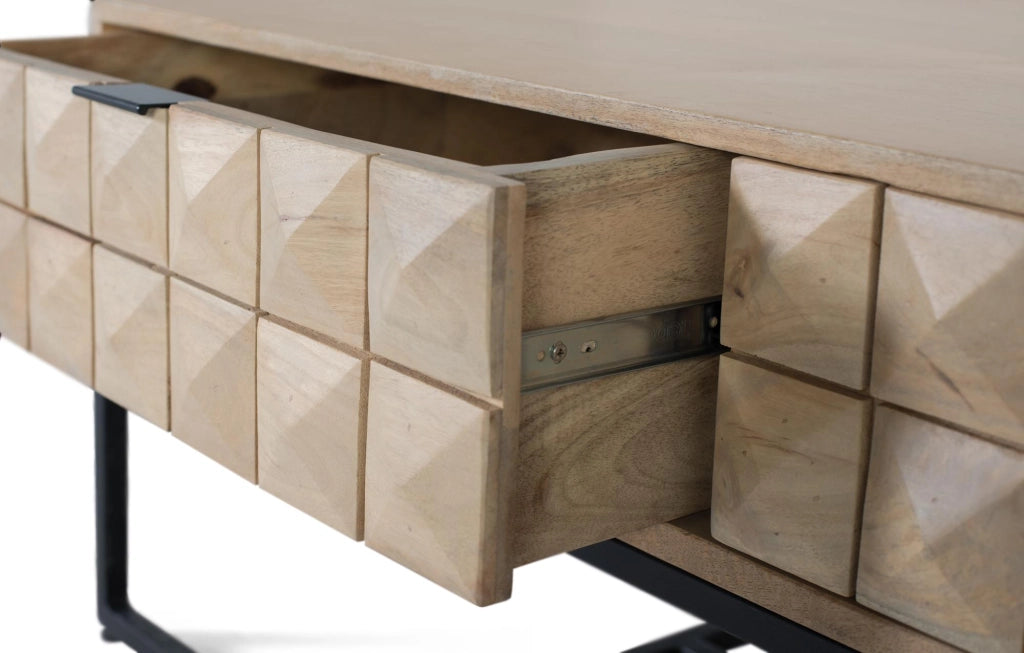 Tavolino da caffè in legno di mango intagliato a mano 120 cm