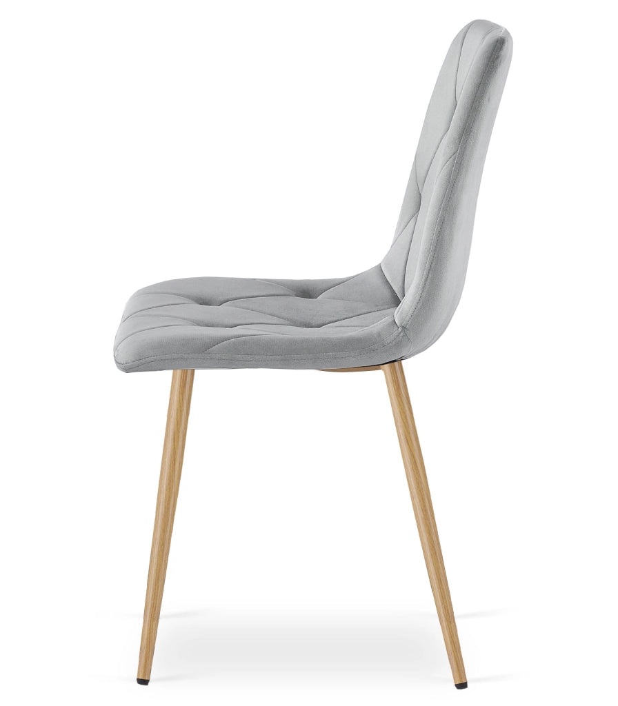 VALORA TYRA Velvet Chair - Elegante grigio chiaro per soggiorno x 4