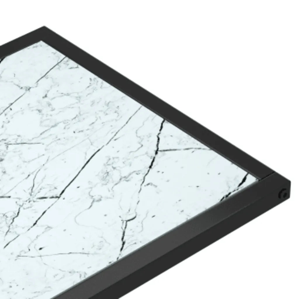 Tavolino | Tavolo laterale per Computer Marmo Bianco 50x35x65 cm Vetro Temperato