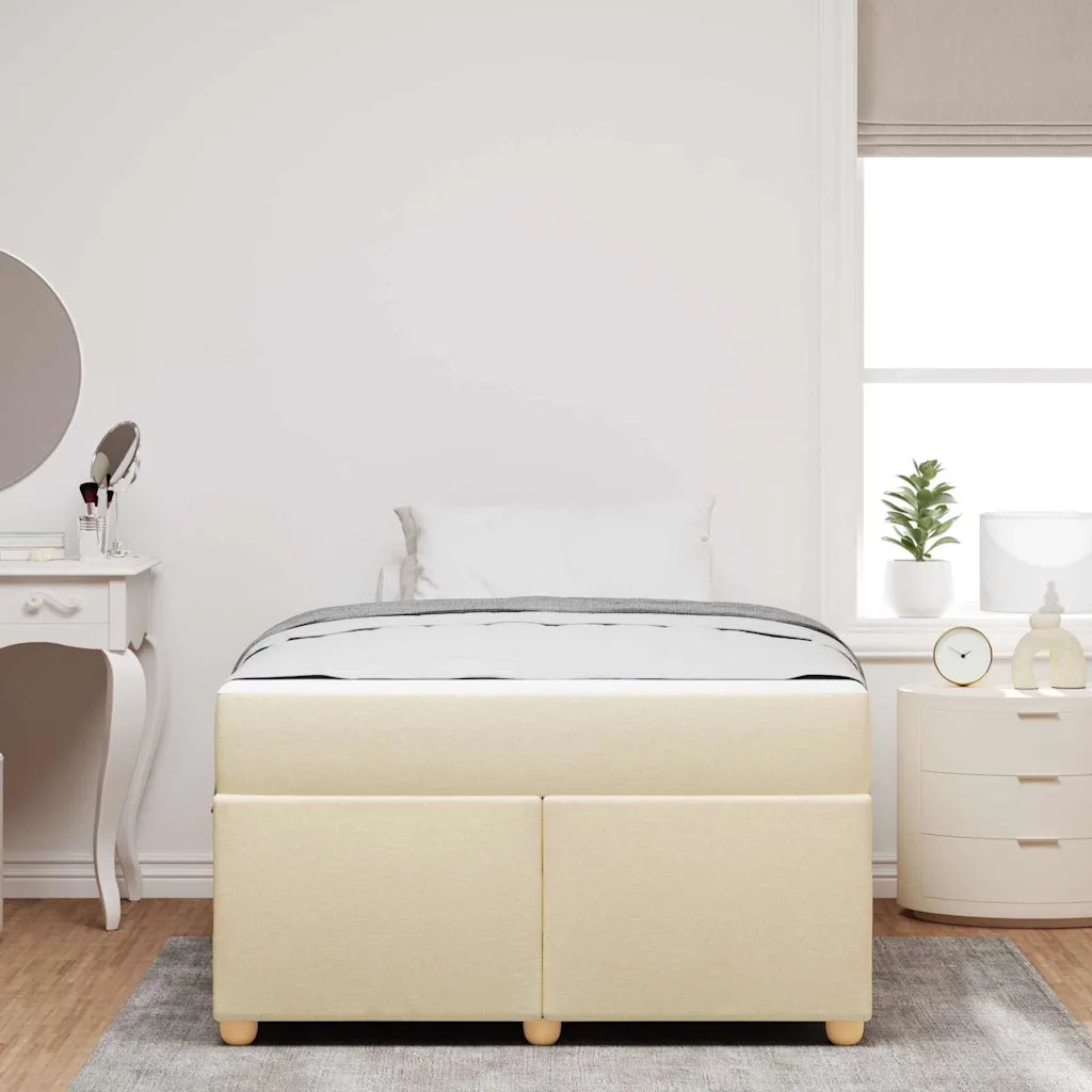 Struttura del letto con materasso Crema 120 x 200 cm Tessuto