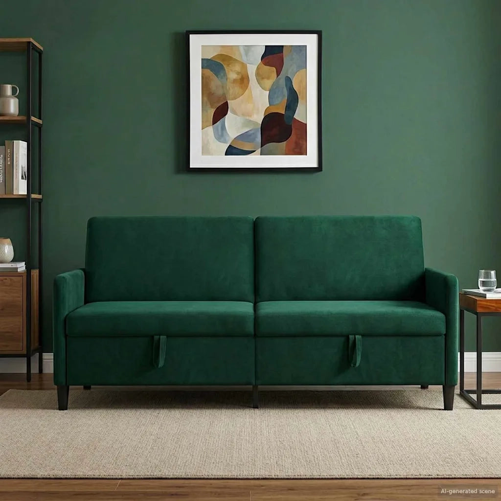 Divano con Storage Verde Scuro 192 x 78 x 87 cm Poliestere 42036991