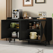 Credenza da cucina nera con 4 ante e ripiani regolabili