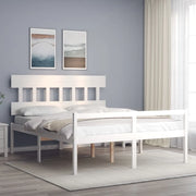 Letto per Anziani con Testiera-Struttura Letto per Anziani Bianco 160x200 cm Legno Massello 224933